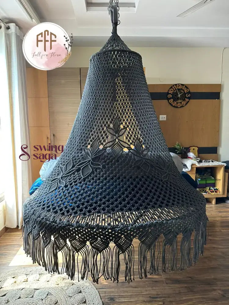 Dark Grey  Macrame Bed Swing - Swing Saga