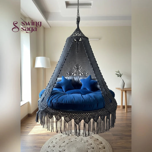 Dark Grey  Macrame Bed Swing - Swing Saga