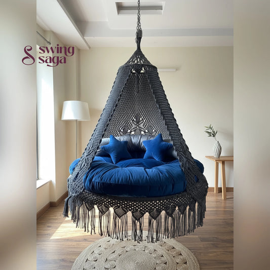 Dark Grey  Macrame Bed Swing - Swing Saga