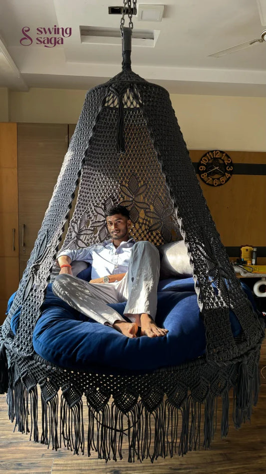 Dark Grey  Macrame Bed Swing - Swing Saga