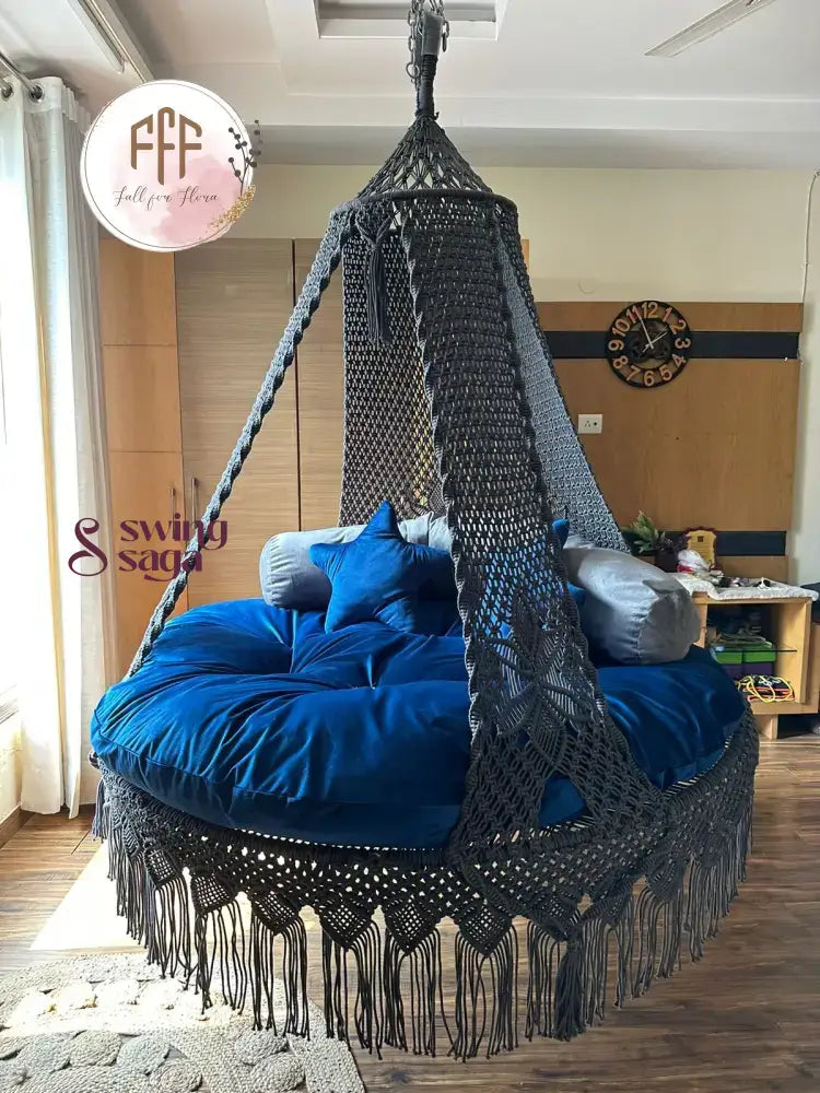 Dark Grey  Macrame Bed Swing - Swing Saga