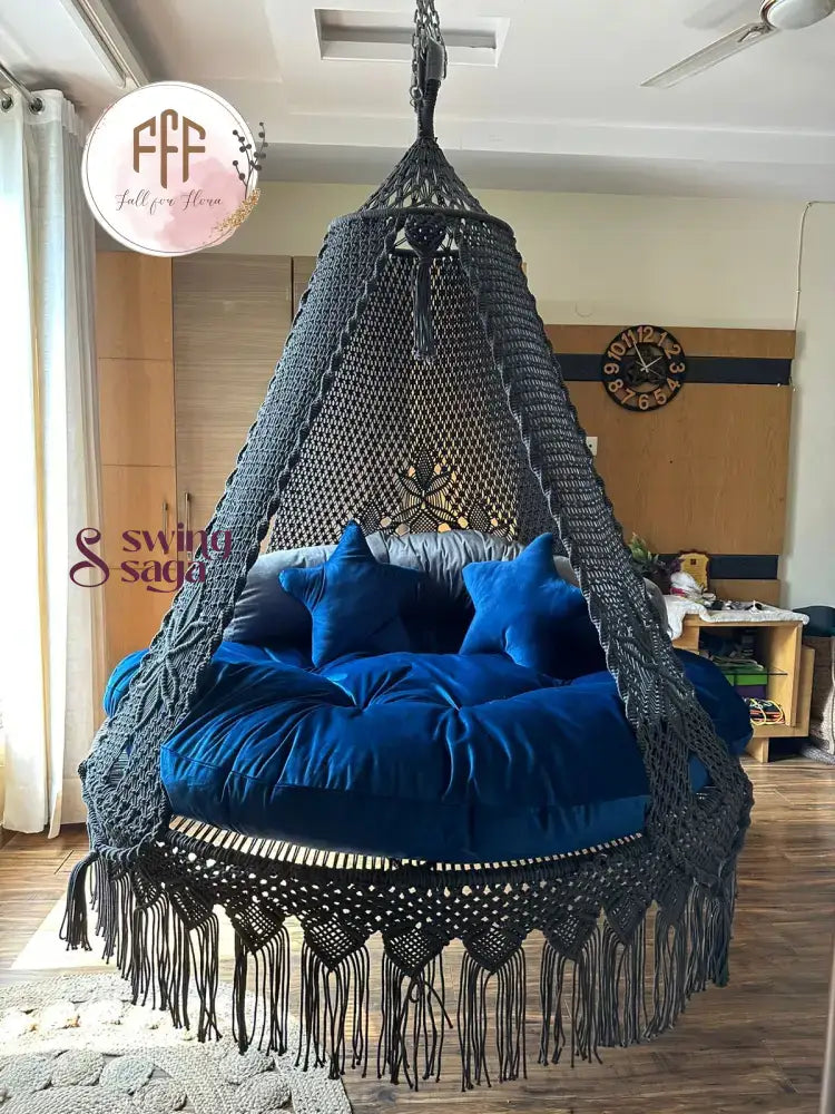 Dark Grey  Macrame Bed Swing - Swing Saga