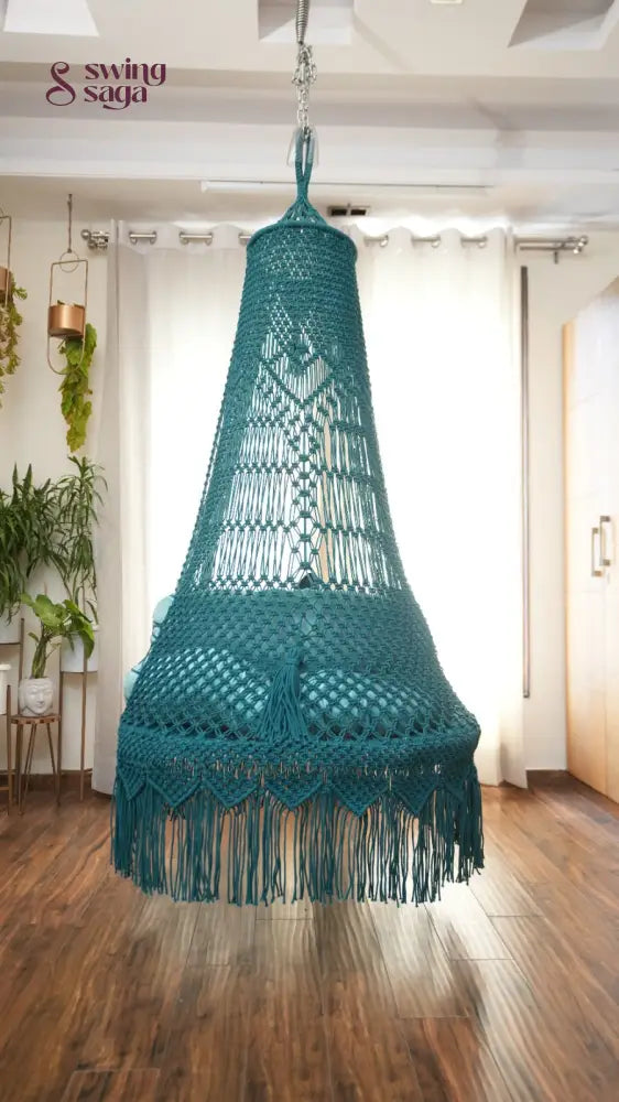 Teal Blue single seater hanging chair - Swing Saga