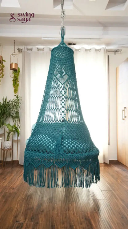 Teal Blue single seater hanging chair - Swing Saga