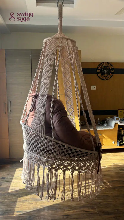 Light Peach single seater hanging chair - Swing Saga