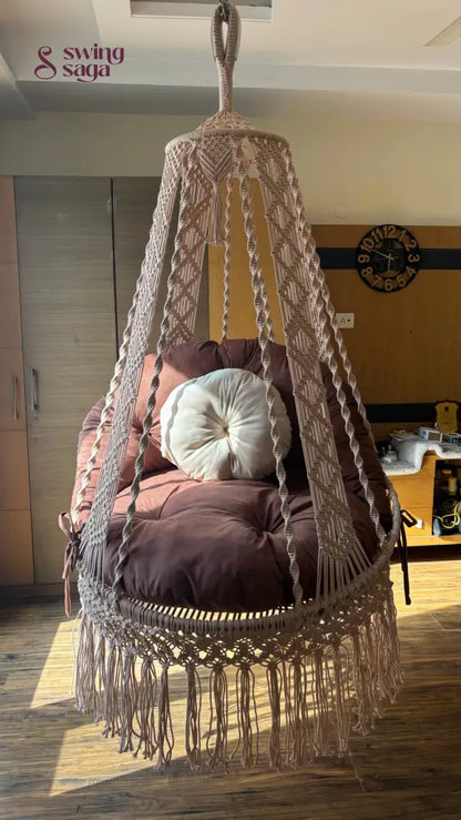 Light Peach single seater hanging chair - Swing Saga