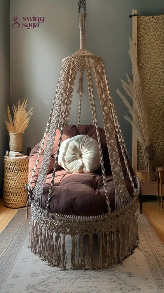 Light Peach single seater hanging chair - Swing Saga