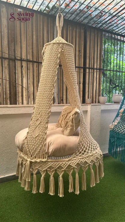 Lemon White single seater hanging chair - Swing Saga