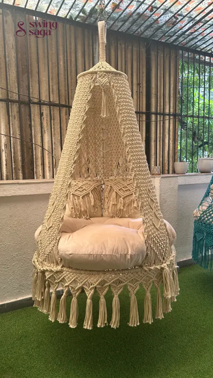 Lemon White single seater hanging chair - Swing Saga
