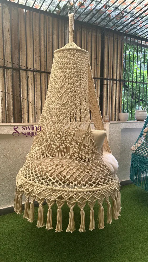 Lemon White single seater hanging chair - Swing Saga