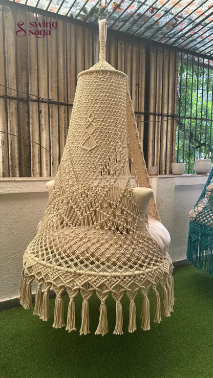 Lemon White single seater hanging chair - Swing Saga