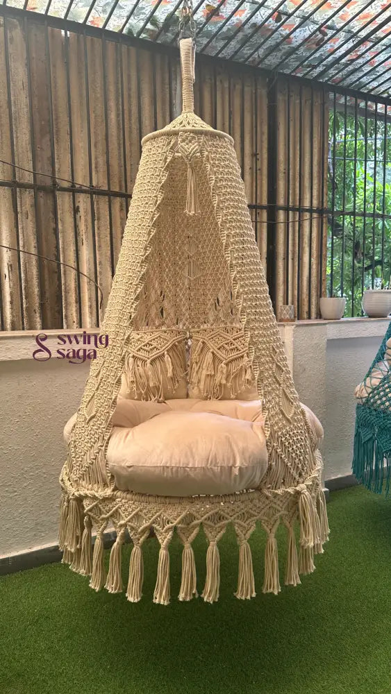 Lemon White single seater hanging chair - Swing Saga