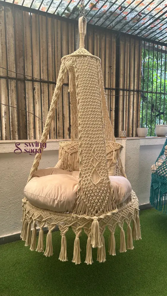 Lemon White single seater hanging chair - Swing Saga