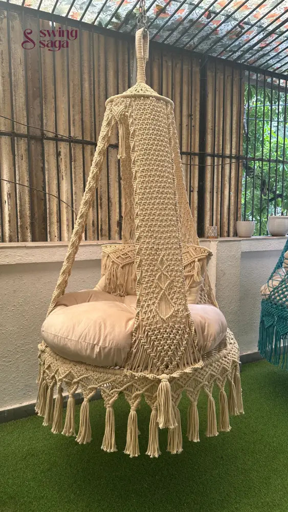 Lemon White single seater hanging chair - Swing Saga