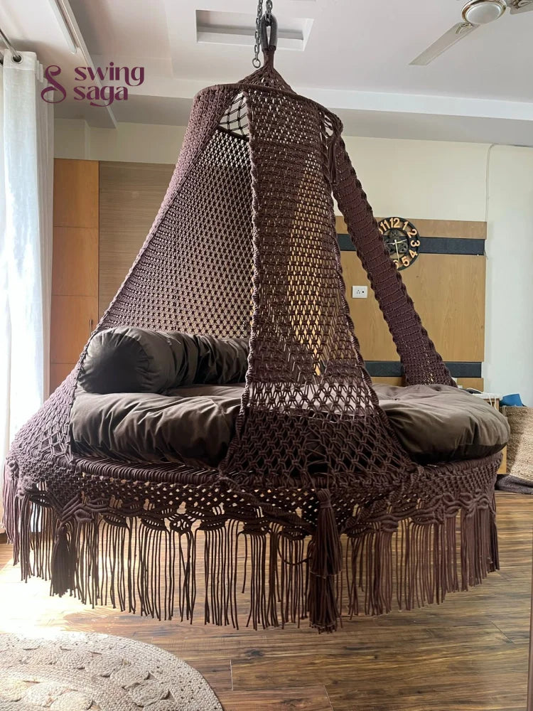 Mocha Brown  Macrame Bed Swing - Swing Saga