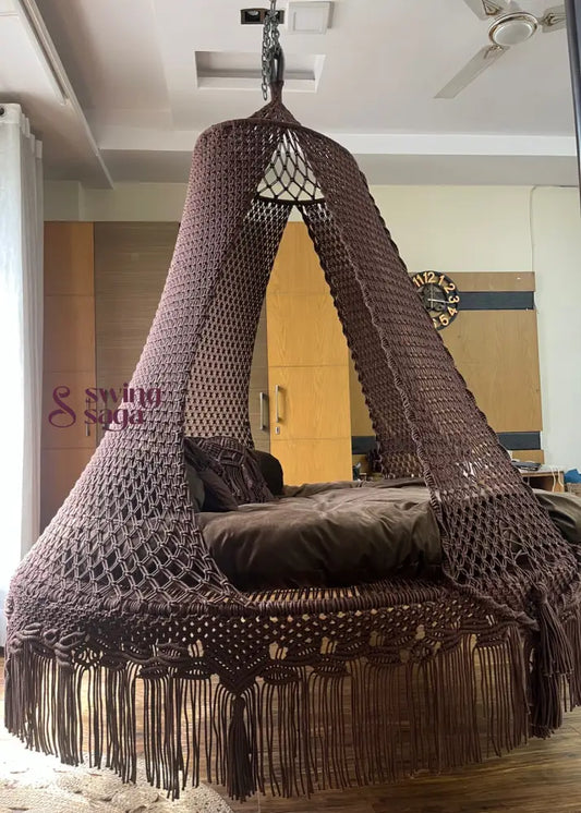 Mocha Brown  Macrame Bed Swing - Swing Saga