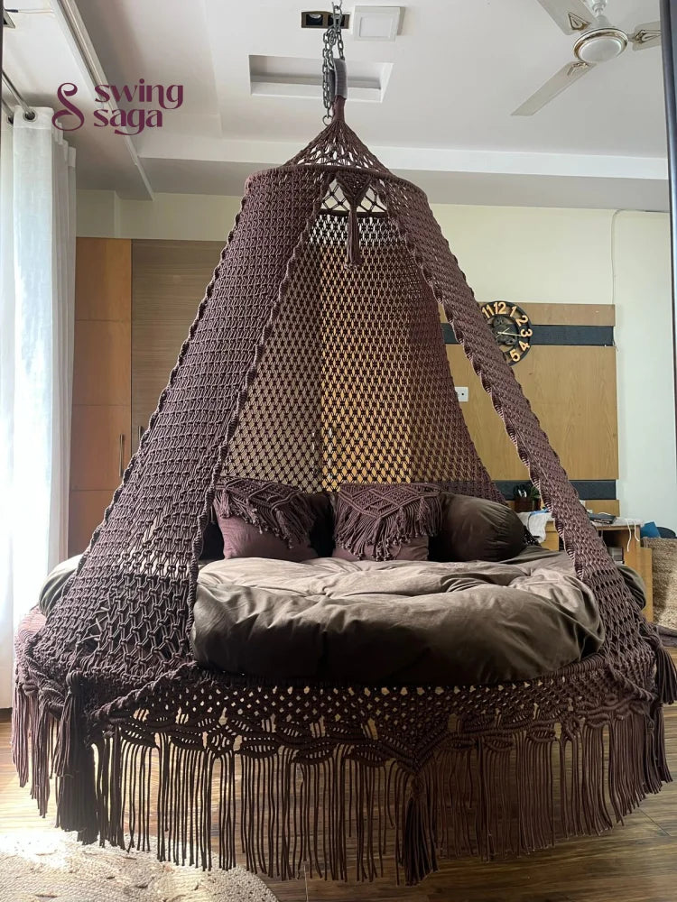 Mocha Brown  Macrame Bed Swing - Swing Saga