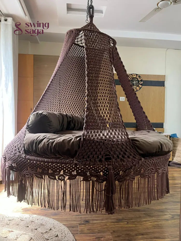 Mocha Brown  Macrame Bed Swing - Swing Saga
