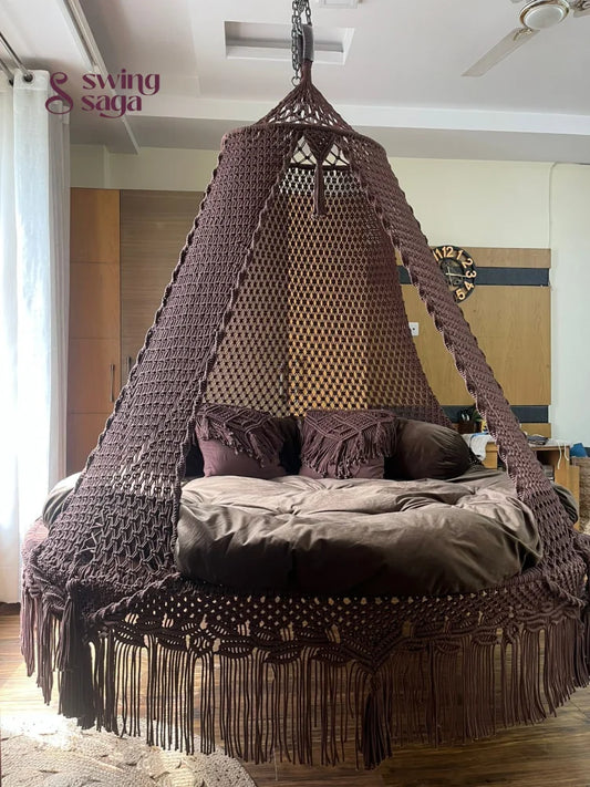 Mocha Brown  Macrame Bed Swing - Swing Saga