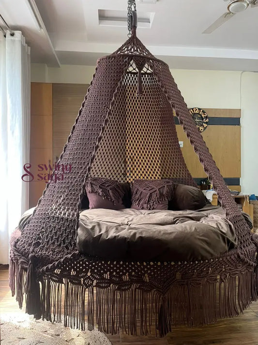 Mocha Brown  Macrame Bed Swing - Swing Saga