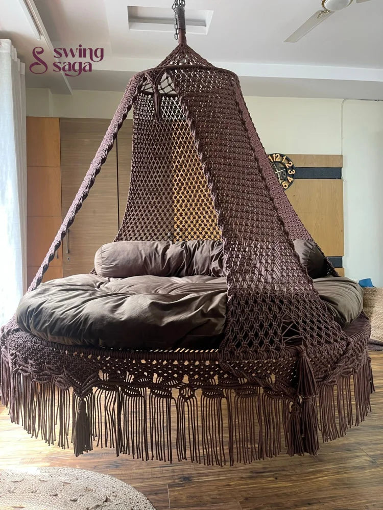 Mocha Brown  Macrame Bed Swing - Swing Saga