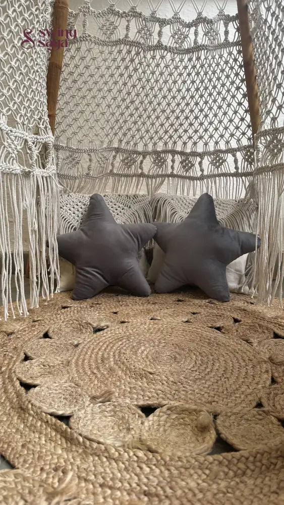 Close up shot of inside of an macrame teepee.