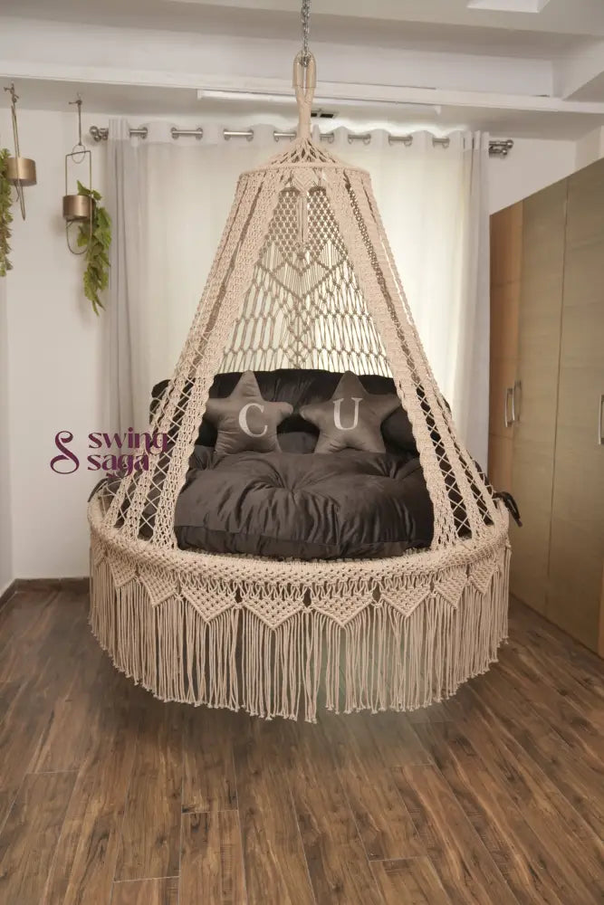 Toffee Peach  Macrame Bed Swing - Swing Saga