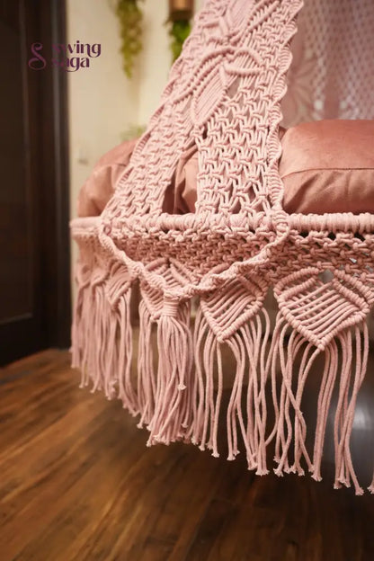 Gold Rose Pink  Macrame Bed Swing - Swing Saga