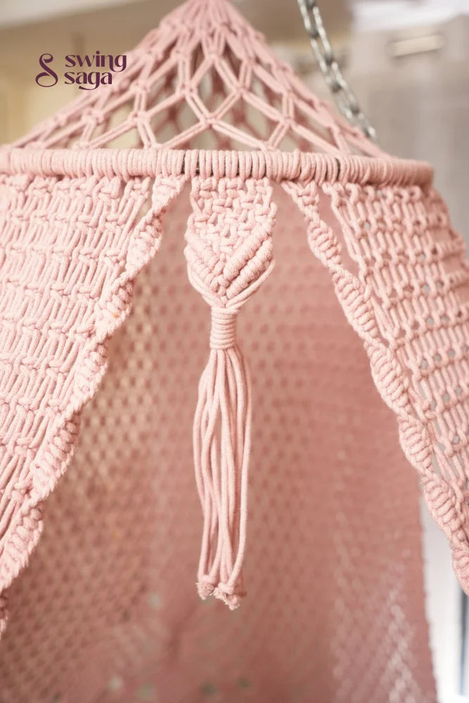 Gold Rose Pink  Macrame Bed Swing - Swing Saga