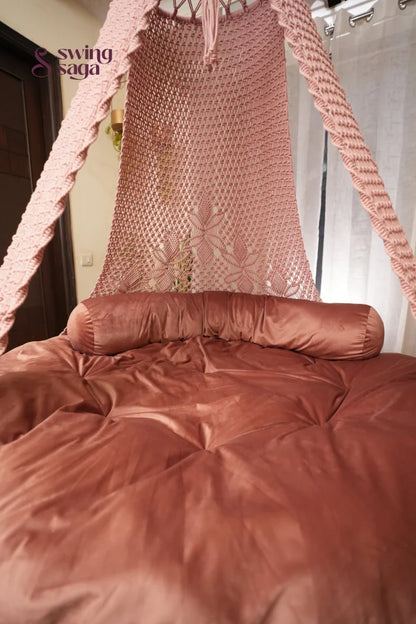 Gold Rose Pink  Macrame Bed Swing - Swing Saga