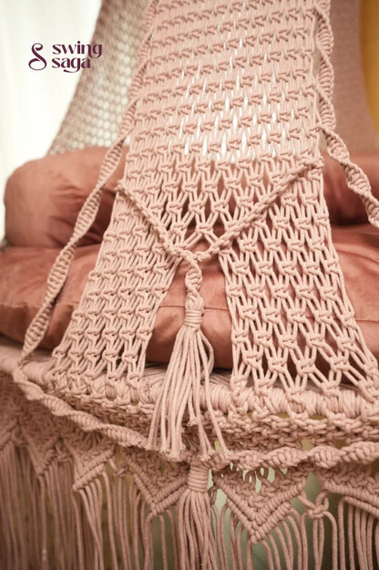 Gold Rose Pink  Macrame Bed Swing - Swing Saga