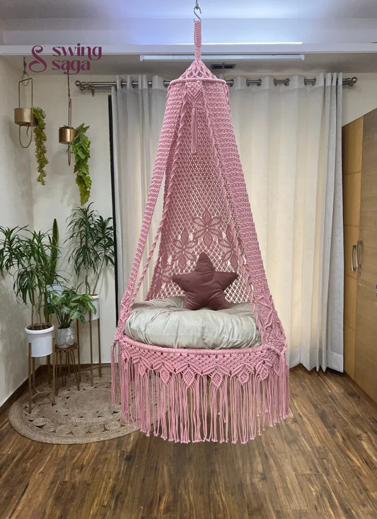 Pink single seater hanging chair - Swing Saga 