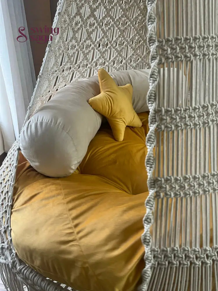 Cream White Macrame Bed Swing - Swing Saga