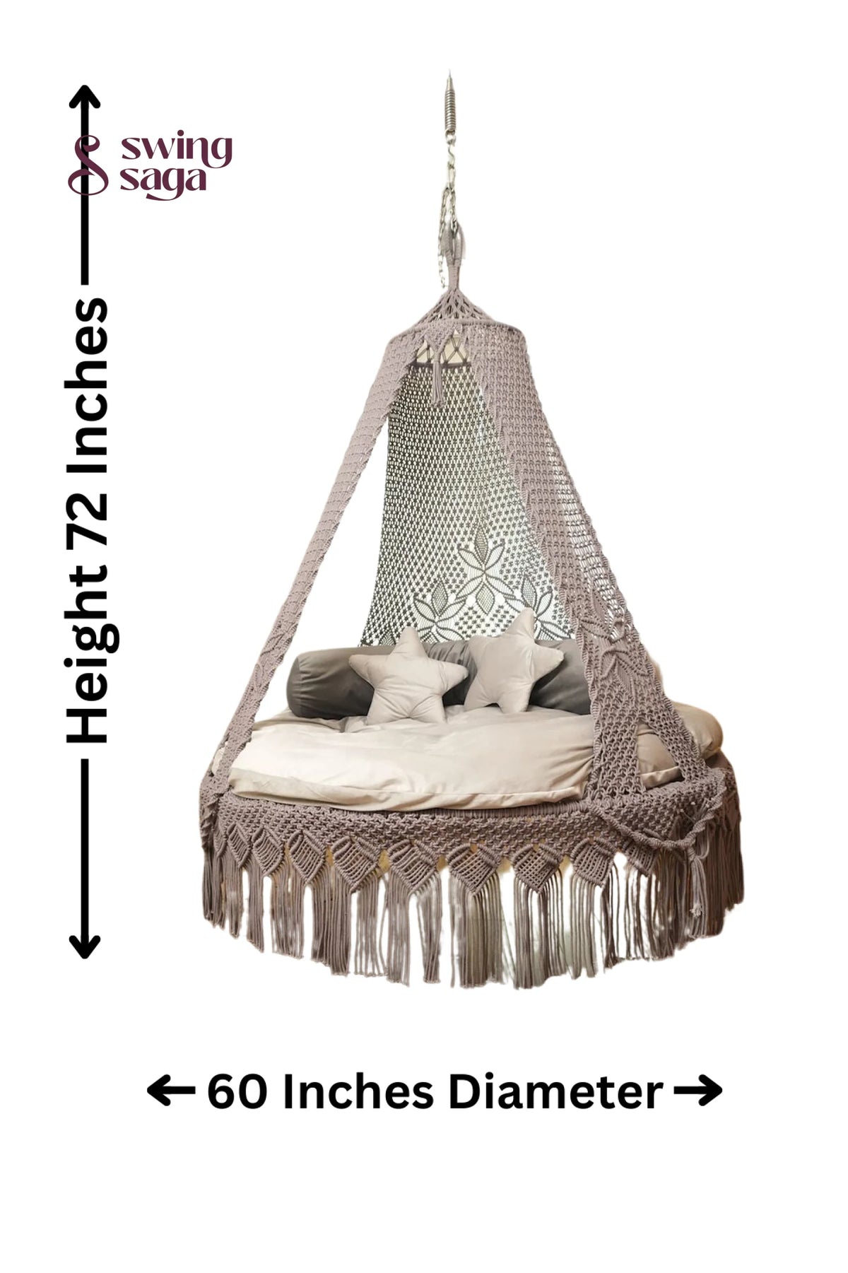 Cream White Macrame Bed Swing - Swing Saga
