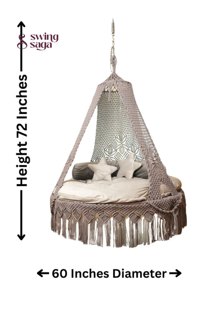 Cream White Macrame Bed Swing - Swing Saga