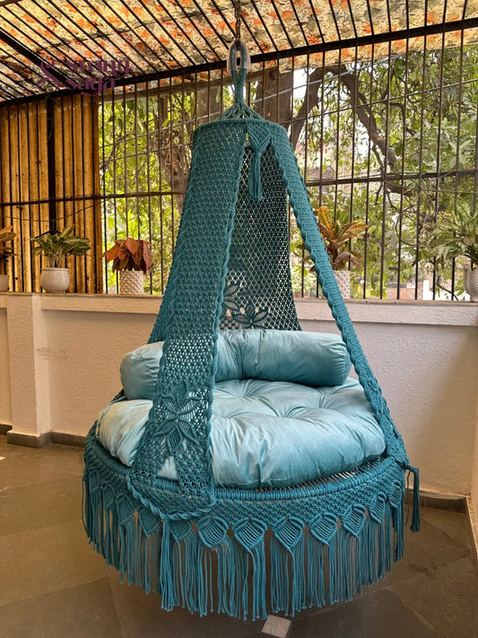 Teal Blue Double seater hanging chair - Swing Saga