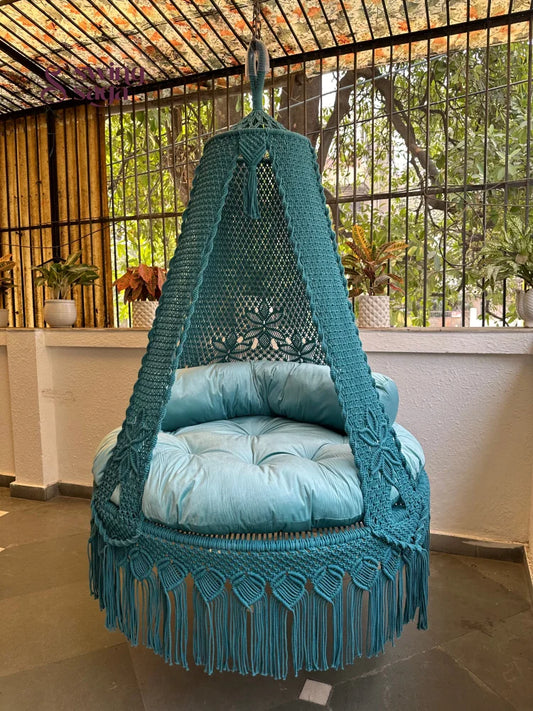 Teal Blue Double seater hanging chair - Swing Saga