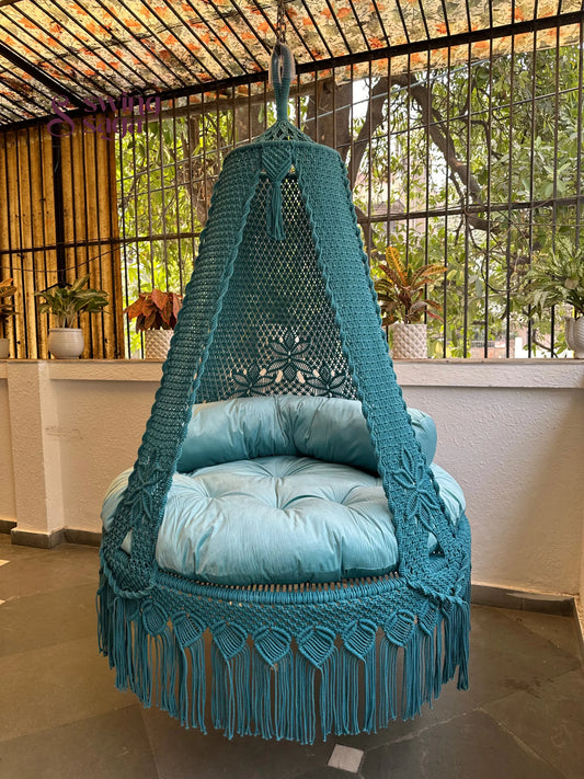 Teal Blue Double seater hanging chair - Swing Saga