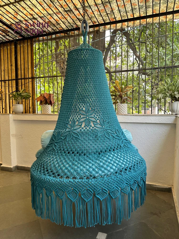 Teal Blue Double seater hanging chair - Swing Saga