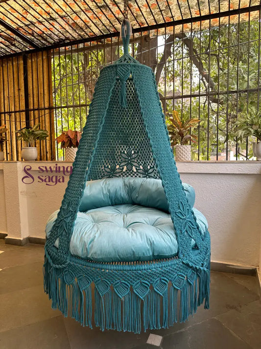 Teal Blue Double seater hanging chair - Swing Saga