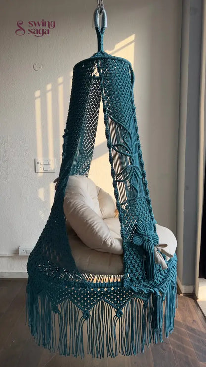 Teal Blue single seater hanging chair - Swing Saga