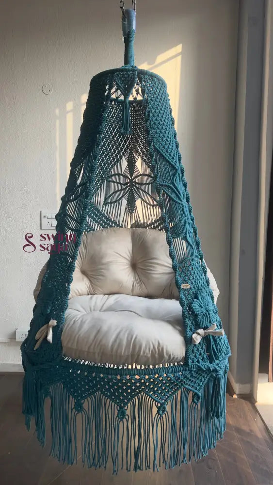 Teal Blue single seater hanging chair - Swing Saga