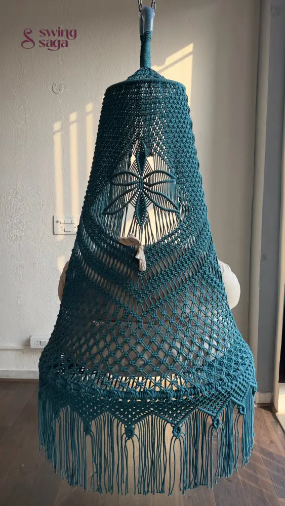 Teal Blue single seater hanging chair - Swing Saga