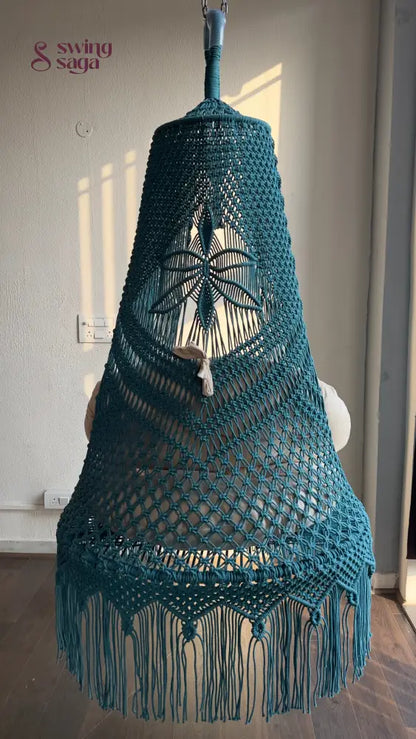 Teal Blue single seater hanging chair - Swing Saga