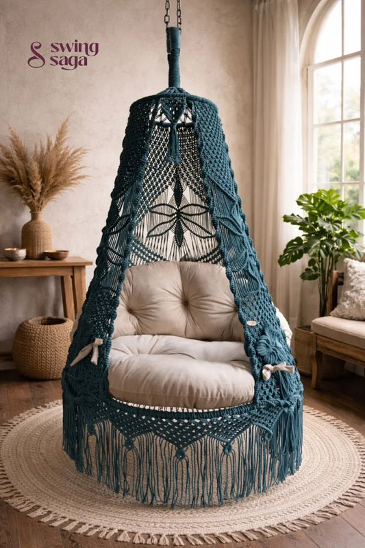 Teal Blue single seater hanging chair - Swing Saga