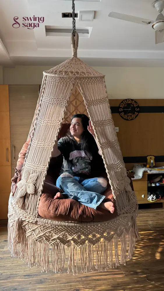 Toffee Peach Double seater hanging chair - Swing Saga