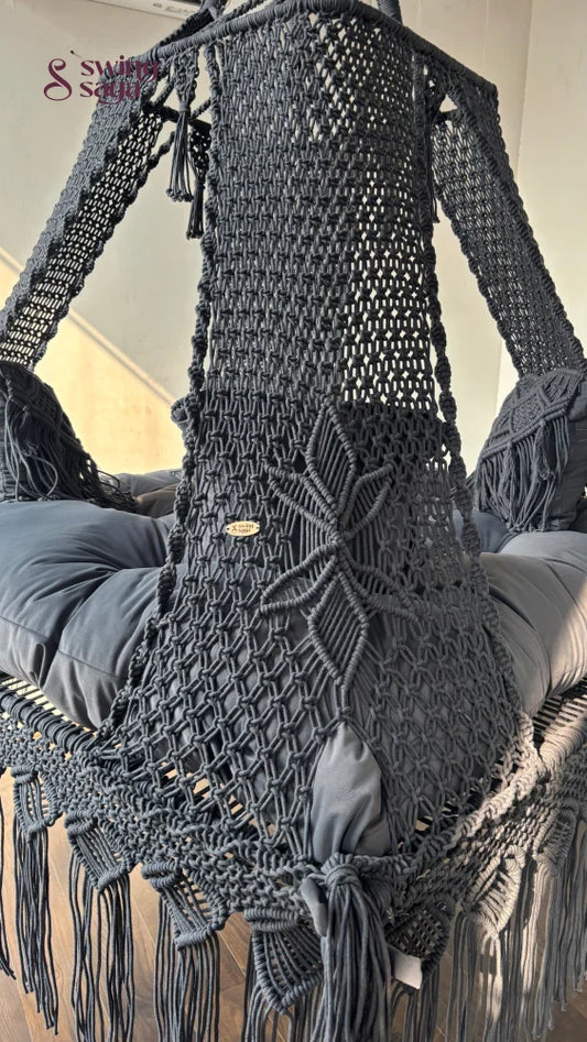 Dark Grey Macrame Bed Swing - Swing Saga