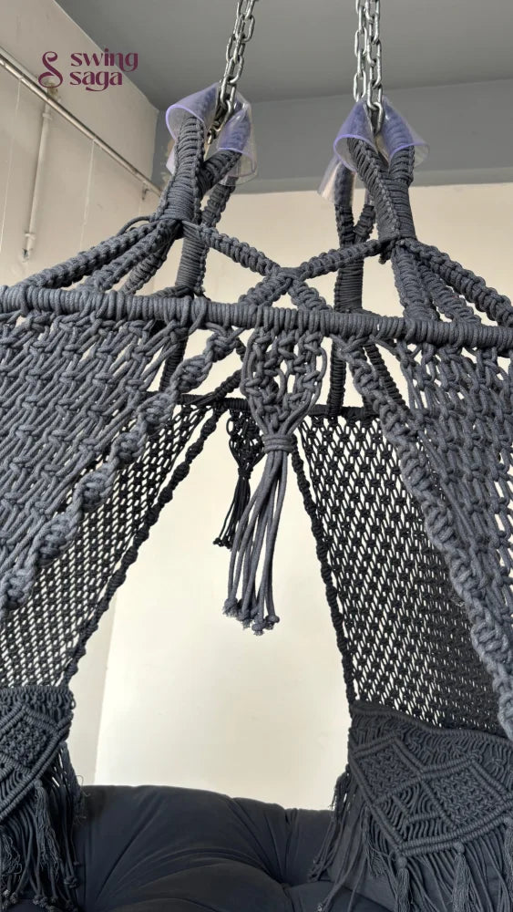 Dark Grey Macrame Bed Swing - Swing Saga