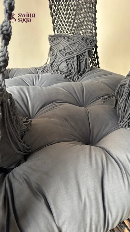 Dark Grey Macrame Bed Swing - Swing Saga