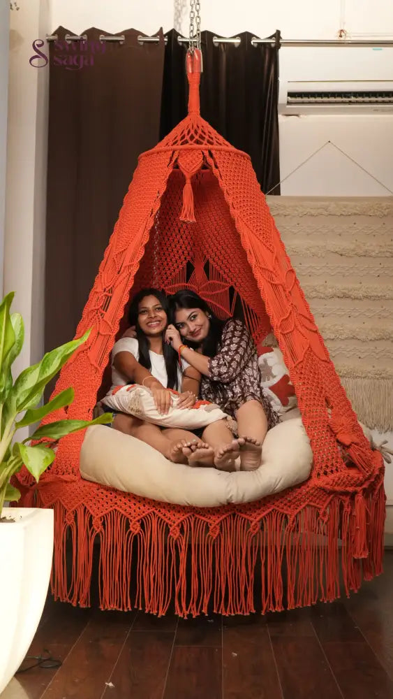 Rust Macrame Bed Swing - Swing Saga